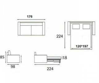 Canapé convertible express SAPHIR 120 cm matelas 18 cm sommier lattes RENATONISI